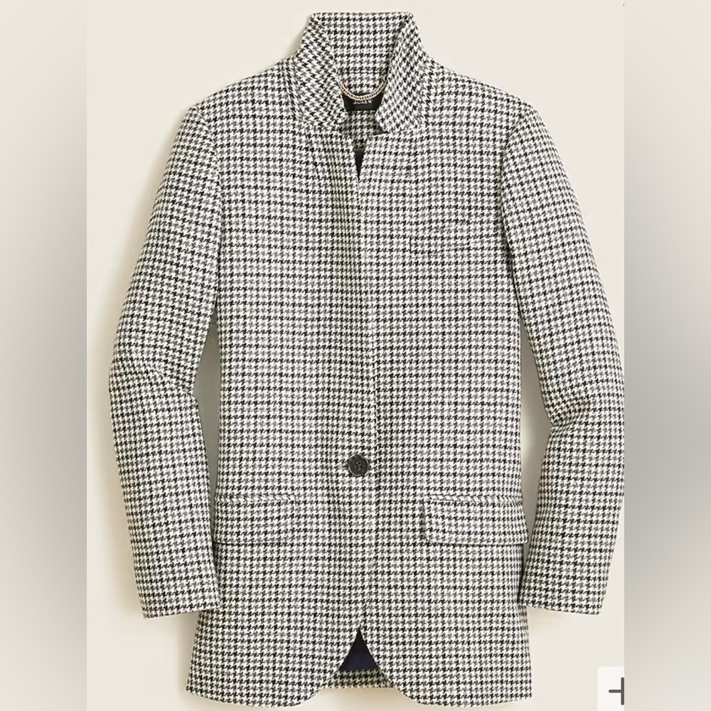 J. Crew Blazer Jacket in English Wool Houndstooth Womens 4 Academia Equestrian
